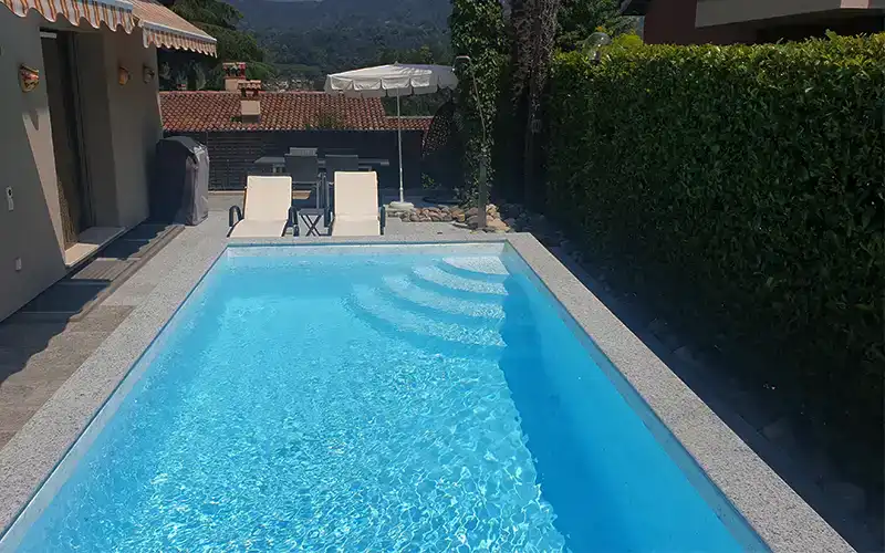 Piscina realizzata con casseri EPS in Ticino